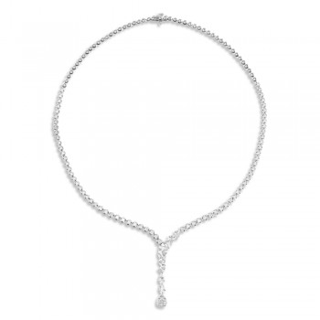Lab Grown Diamond Lariat Pendant Necklace 14K White Gold (5.5ct)