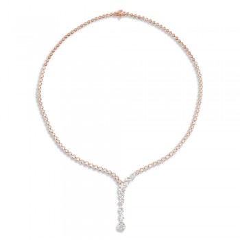 Lab Grown Diamond Lariat Pendant Necklace 14K Rose Gold (5.5ct)