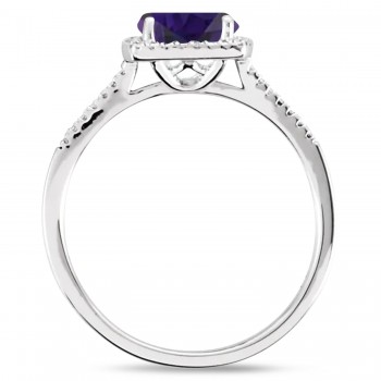 Natural Amethyst & Natural Diamond Ring in Sterling Silver (1.21ct)