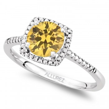Natural Citrine & Natural Diamond Ring in Sterling Silver (1.20ct)