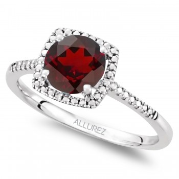 Natural Mozambique Garnet & Natural Diamond Ring in Sterling Silver (1.66ct)