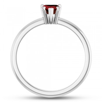 Natural Mozambique Garnet & Natural Diamond Heart Ring 14K White Gold (0.63ct)