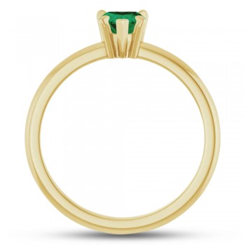 Lab Grown Emerald & Natural Diamond Heart Ring 14K Yellow Gold (0.43ct)