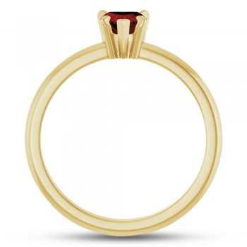 Natural Mozambique Garnet & Natural Diamond Heart Ring 14K Yellow Gold (0.63ct)