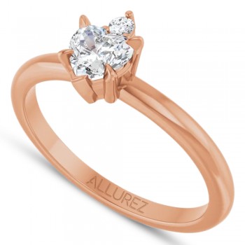 Natural White Sapphire & Natural Diamond Heart Ring 14K Rose Gold (0.58ct)