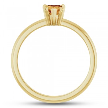 Natural Citrine & Natural Diamond Heart Ring 14K Yellow Gold (0.45ct)