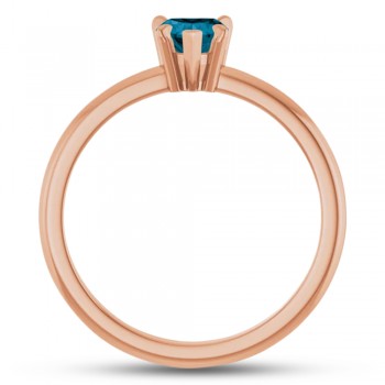 Natural London Blue Topaz & Natural Diamond Heart Ring 14K Rose Gold (0.60ct)