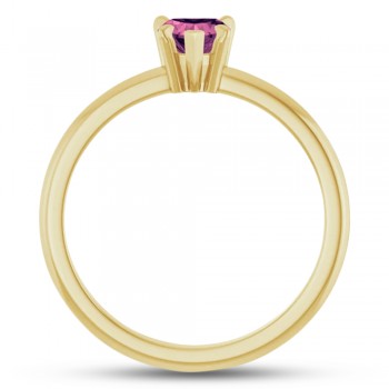 Heart Natural Pink Tourmaline & Natural Diamond Ring 14K Yellow Gold (0.49ct)