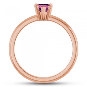 Natural Pink Tourmaline & Natural Diamond Heart Ring 14K Rose Gold (0.49ct)