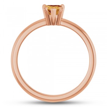 Heart Natural Citrine & Natural Diamond Ring 14K Rose Gold (0.45ct)