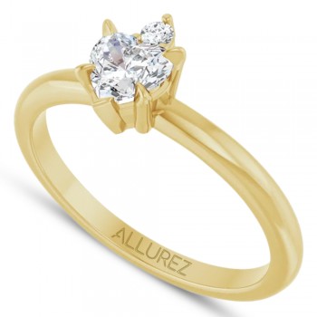Natural White Sapphire & Natural Diamond Heart Ring 14K Yellow Gold (0.58ct)