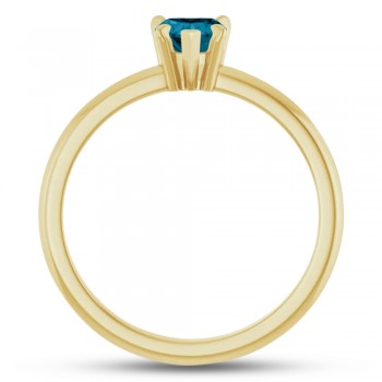 Heart Natural London Blue Topaz & Natural Diamond Ring 14K Yellow Gold (0.60ct)
