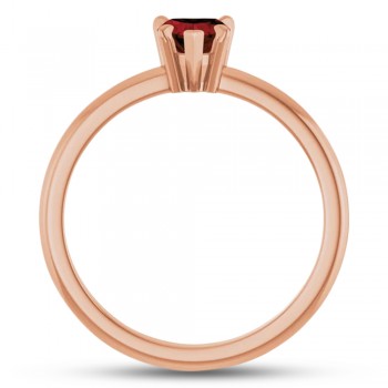 Natural Mozambique Garnet & Natural Diamond Heart Ring 14K Rose Gold (0.63ct)