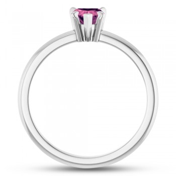 Natural Pink Tourmaline & Natural Diamond Heart Ring 14K White Gold (0.49ct)