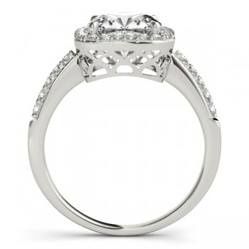 Cushion Cut Diamond Halo Engagement Ring Platinum (0.50ct)
