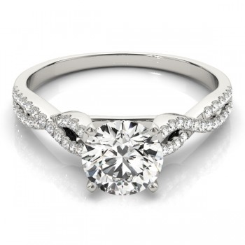 Diamond Accented Twisted Band Engagement Ring 14k White Gold (0.75ct)