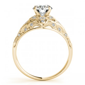 Vintage Art Deco Diamond Engagement Ring Setting 14k Yellow Gold .19ct