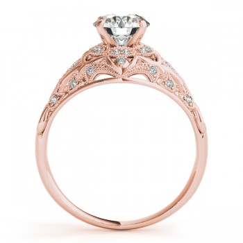 Vintage Art Deco Diamond Engagement Ring Setting 18k Pink Gold 0.20ct