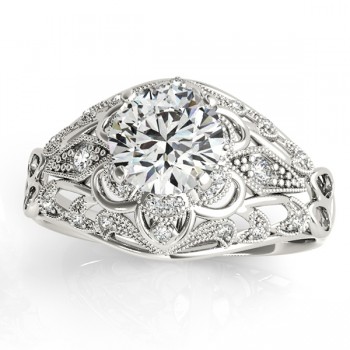 Vintage Art Deco Diamond Engagement Ring Setting 18k White Gold 0.20ct