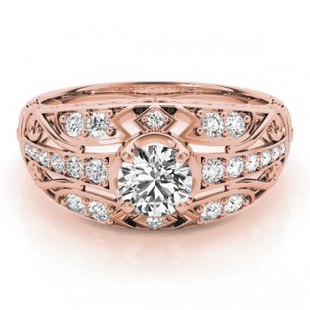 Diamond Art Deco Engagement Ring 14k Rose Gold (0.73ct)