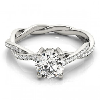 Diamond Twist Sidestone Accented Engagement Ring 18k White Gold (1.11ct)