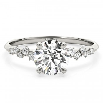 Round Diamond Accented Engagement Ring 14K White Gold (1.00ct)