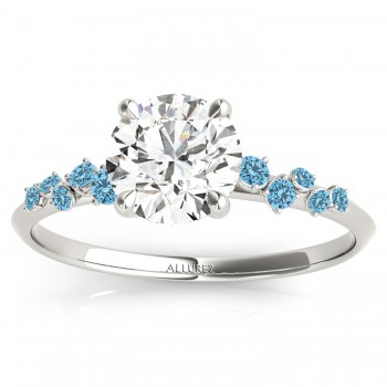 Diamond & Scattered Blue Topaz  Engagement Ring in Palladium (0.13ct)