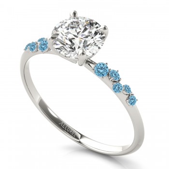 Diamond & Scattered Blue Topaz  Engagement Ring in Palladium (0.13ct)