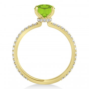 Emerald Peridot & Diamond Hidden Halo Engagement Ring 14k Yellow Gold (2.93ct)
