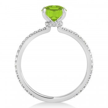 Oval Peridot & Diamond Hidden Halo Engagement Ring Platinum (0.76ct)