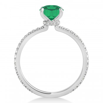 Princess Emerald & Diamond Hidden Halo Engagement Ring Platinum (0.89ct)
