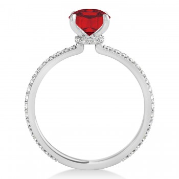 Princess Ruby & Diamond Hidden Halo Engagement Ring Platinum (0.89ct)