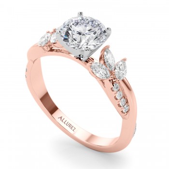 Diamond with Marquise Leaf Engagement Ring 14K Rose Gold (0.50ct)