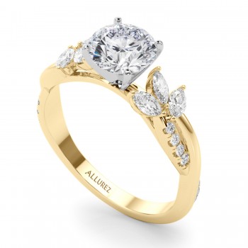 Diamond with Marquise Leaf Engagement Ring 14K Yellow Gold (0.50ct)