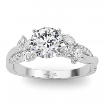 Diamond with Marquise Leaf Engagement Ring 18K White Gold (0.50ct)