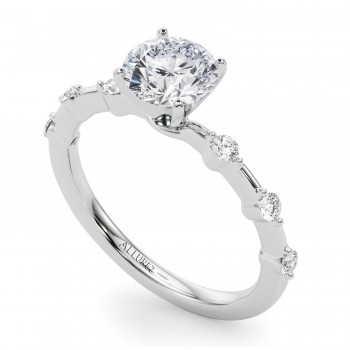 Diamond Accented Scalloped Engagement Ring 14K White Gold (0.20ct)