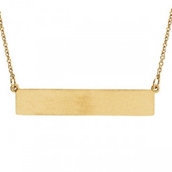 Personalized Engravable Bar Pendant Necklace in Solid 14k Yellow Gold