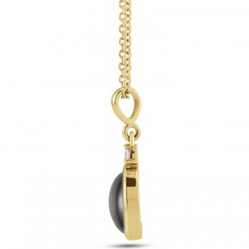 Natural Onyx & Natural Diamond Pendant Necklace 14K Yellow Gold (0.33ct)