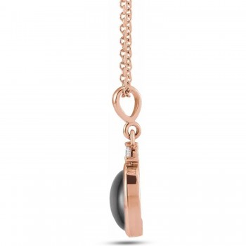 Oval Natural Onyx & Natural Diamond Pendant Necklace 14K Rose Gold (0.33ct)