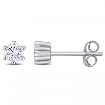 Round Cut Lab Grown Diamond Stud Earrings 14k White Gold (0.34ct)