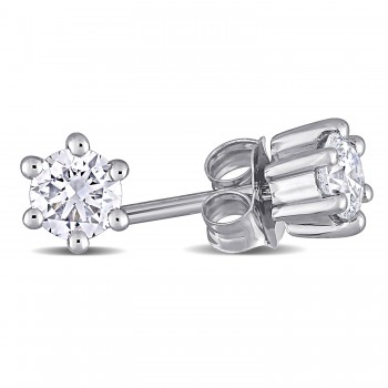 Round Cut Lab Grown Diamond Stud Earrings 14k White Gold (0.34ct)