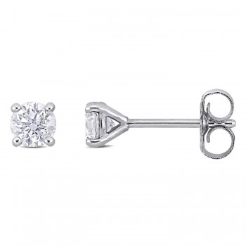 Round Cut Lab Grown Diamond Stud Earrings 14k White Gold (0.50ct)