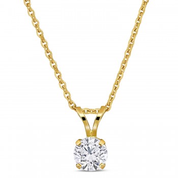 Round Cut Lab Grown Diamond Solitaire Pendant 14K Yellow Gold (0.50ct)