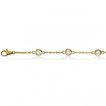 Lab Grown Diamond Anklet Bracelet Bezel Set 14K Yellow Gold (0.50ct)