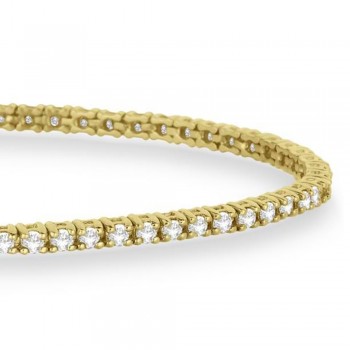 Diamond &  Aquamarine Eternity Tennis Bracelet 14K Yellow Gold (0.97ct)