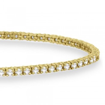 Diamond & Blue Sapphire Eternity Tennis Bracelet 14K Yellow Gold (0.97ct)