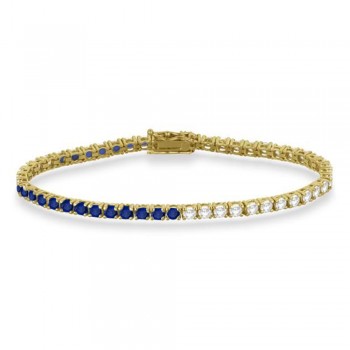 Diamond & Blue Sapphire Eternity Tennis Bracelet 14K Yellow Gold (6.14ct)