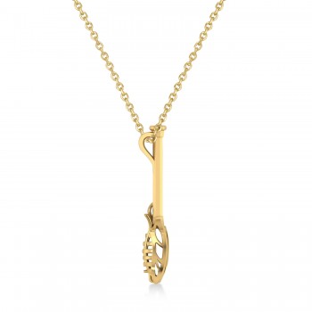 Lacrosse Stick Charm Men's Pendant Necklace 14K Yellow Gold