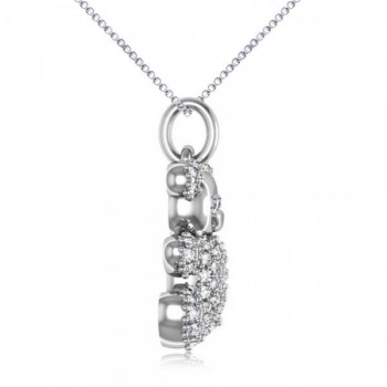 Diamond Accented Teddy Bear Pendant Necklace in 14k White Gold (0.28ct)