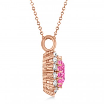 Oval Lab Pink Tourmaline & Diamond Pendant Necklace 18K Rose Gold (5.40ctw)